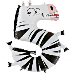 Animaloons Number 5 Zebra Shape 40" Pkt