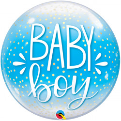 Baby Boy Blue & Confetti Dots 22" Single Bubble Yrv