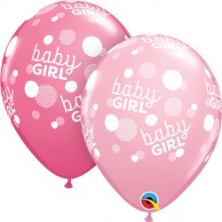 Baby Girl Pink Dots-a-round 11" Pink & Rose (25ct) Ygx