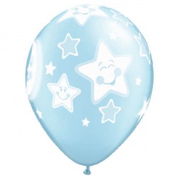 Baby Moon & Stars 11" Pearl Light Blue (25ct) Yhh