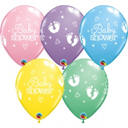 Baby Shower Footprints & Hearts 11" Pastel Assortment (25ct) Ygx