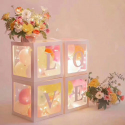Balloon Display Cube Set (4) Love 30cm X 30cm X 30cm