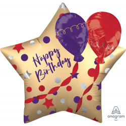 Balloon Satin Birthday Shape P60 Pkt (28" X 28")