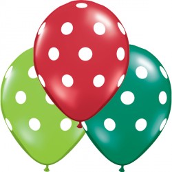 Big Polka Dots 11" Emerald Green, Ruby Red & Lime Green (50ct)