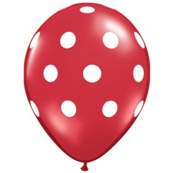 Big Polka Dots 11" Red With White Ink (25ct) Yhg