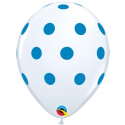 Big Polka Dots 11" White W/blue Ink (25ct) Yhg