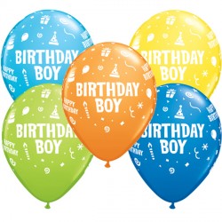 Birthday Boy 11" Dark Blue, Yellow, Orange, Lime Green & Robin's Egg Blue (25ct) Ygx