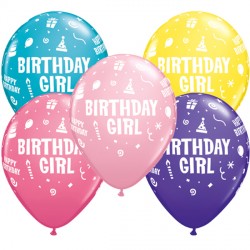 Birthday Girl 11" Pink, Yellow, Rose, Purple Violet & Tropical Teal (25ct) Ygx