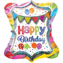 Bright Party Bunting Birthday Multi Balloon P70 Pkt