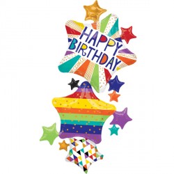 Bright Stars Birthday Multi Balloon P70 Pkt (37" X 67")