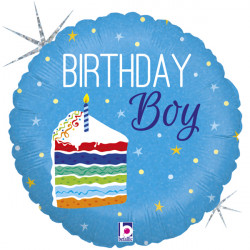 Cake Boy Birthday 18" Holographic Pkt