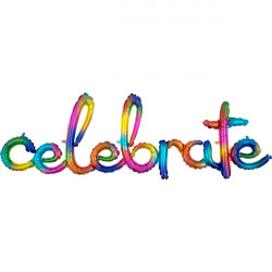 Celebrate Rainbow Splash Script Phrase Shape G50 Pkt (59" X 20")