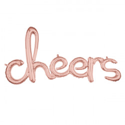 Cheers Rose Gold Script Phrase Shape G40 Pkt (40" X 21")