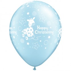 Christening Soft Giraffe 11" Pearl Light Blue (50ct) Lbr