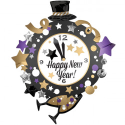 Clock New Year Shape P35 Pkt (30" X 35")