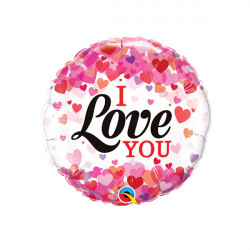 Confetti Hearts I Love You 9" Flat Hi