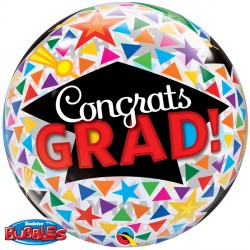 Congrats Grad Caps & Triangles 22" Single Bubble Yrv