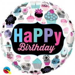 Cupcakes Emblem Birthday 18" Pkt Ib