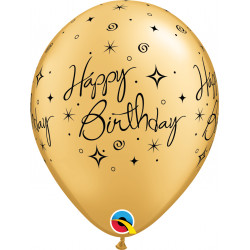 Elegant Sparkles & Swirls Birthday 11" Gold W/black Ink (25ct) Yhh