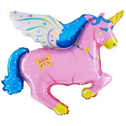 Flying Unicorn Pink Grabo 36" Shape Flat