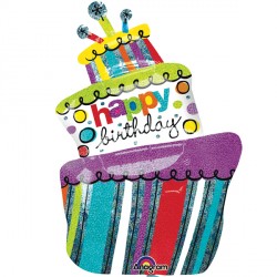 Funky Birthday Cake Shape P40 Pkt (24" X 37")