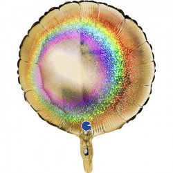 Gold Glitter Holographic Round 18" Pkt