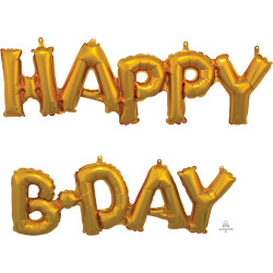 Happy B.day Gold Block Phrase Shape G20 Pkt (2 X 30" X 19")