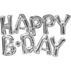 Happy B.day Silver Block Phrase Shape G20 Pkt (2 X 30" X 19")