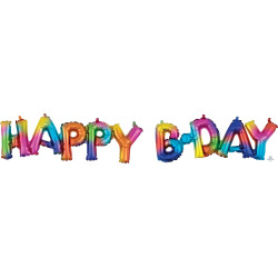 Happy Bday Rainbow Splash Block Phrase Shape G40 Pkt ('happy' 30" X 10" / 'b.day' 26" X 9")