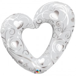 Hearts & Filigree Pearl White 14" Mini Shape Flat Jw