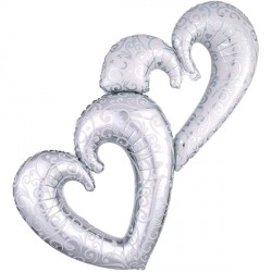 Interlocking Hearts White Multi Balloon P70 Pkt (53" X 36")