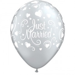 Just Married Hearts 11" Silver (25ct) Yhh