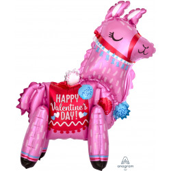 Llama Standing Happy Valentine's Day Multi Balloon A70 Pkt (18" X 22")