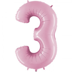 Pastel Pink Number 3 Shape 40" Pkt