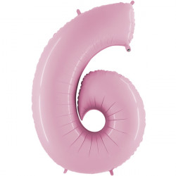 Pastel Pink Number 6 Shape 40" Pkt