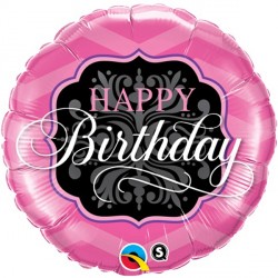 Pink & Black Birthday 18" Pkt If