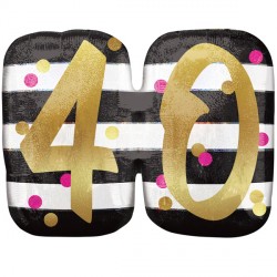 Pink & Gold 40 Birthday Shape P40 Pkt (25" X 20")