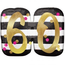 Pink & Gold 60 Birthday Shape P40 Pkt (25" X 20")