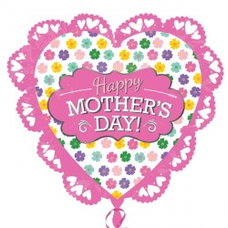 Pink Intricate Heart Mother's Day Shape P38 Pkt (23" X 21")