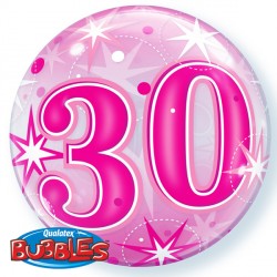Pink Starburst Sparkle 30 22" Single Bubble Yrv