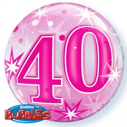 Pink Starburst Sparkle 40 22" Single Bubble Yrv