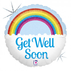 Rainbow Get Well Soon Holographic 9" Flat