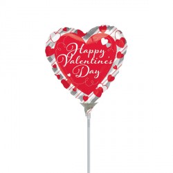 Red Heart Silver Stripes Valentine's Day  4" A10 Flat