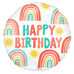 Retro Rainbow Happy Birthday Standard S40 Pkt