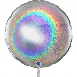 Silver Glitter Holographic Round 36" Pkt