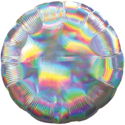 Silver Iridescent Round Standard Holographic S40 Flat A