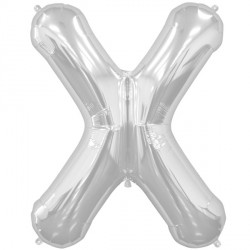 Silver Letter X Shape 16" Pkt