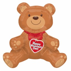 Sitting Bear Happy Valentine's Day Multi Balloon A70 Pkt (19" X 17")