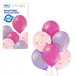 Splatters 12" Pastel Pink, Lavender & Rose 6ct