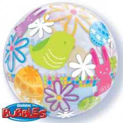 Spring Bunnies & Flowers 22" Single Bubble Yyh